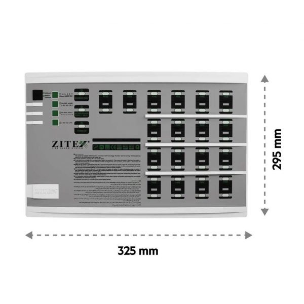 اندازه های پنل زیتکس مدل ZX-1800-18 از رو به رو
